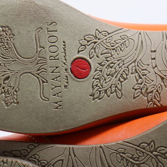 Mayan Roots Women’s 7 Slip On Leather Flats Handmade Loafers Honduras Orange - Picture 6 of 7
